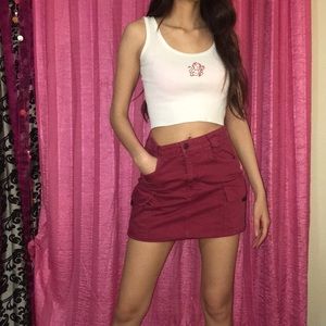 Tactical skirt Maroon Red Denim Pockets